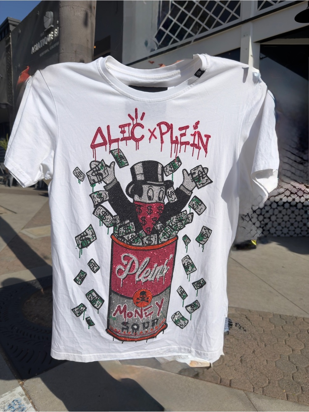 Philipp Plein White Tee with Red and Green Graphic
